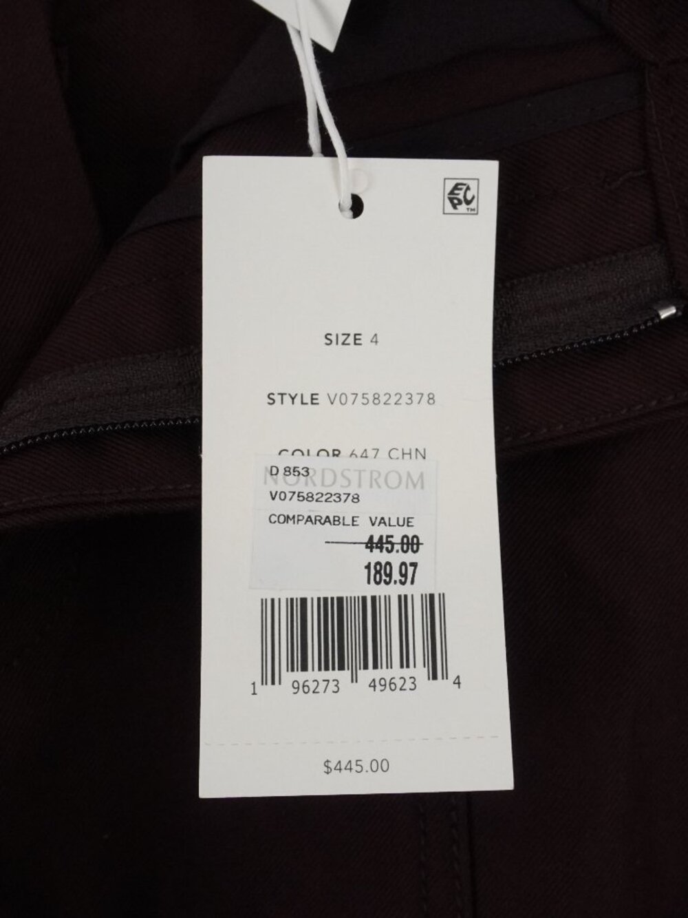 Vince Utility Trousers in Cherry Night Red - Women's Size US 4 (V075822378) NWT - Picture 8 of 9